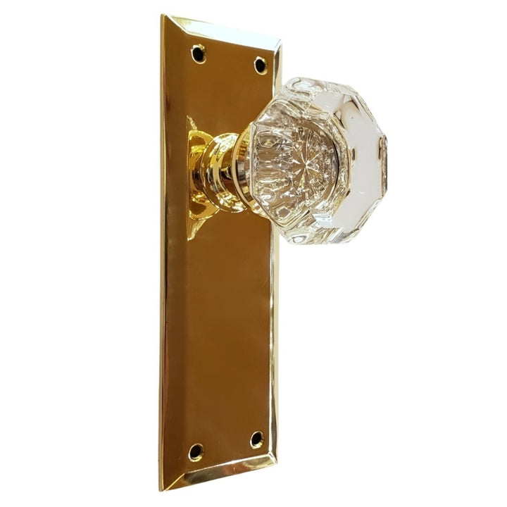 Doorknob Set - Large Glass Doorknob on Beveled Plate Set (7