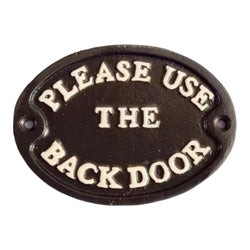 Please Use the Back Door Sign